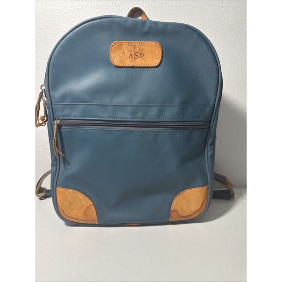 Jon Hart Design Backpack Adults Blue Coated Canvas Leather Trim - Picture 13 of 16